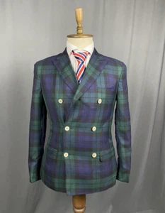 Chaqueta Blazer Raffaele Caruso Verde Fluo Doble Pecho Lana a Cuadros Talla 46 - Imagen 1 de 12