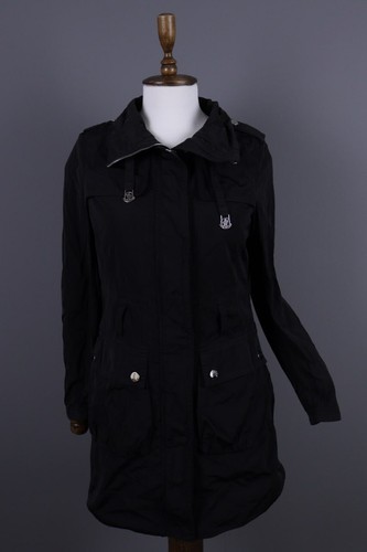 Giacca trench Moncler nera con cerniera intera con tasche borchie taglia 1