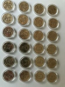 USA, United States Presidential Dollars, 24 Uncirculated $1 Coins in capsules