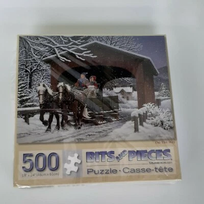 Rompecabezas de 500 piezas en camino sellado nuevo en caja Navidad vacaciones nieve Foto 1 de 2