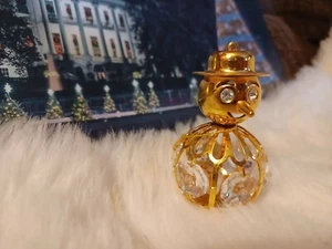  Schneemann Ornament plattiert in 24k Gold MIT AUSTRALISCHEN KRISTALLEN. 3" hoch - Bild 1 von 12