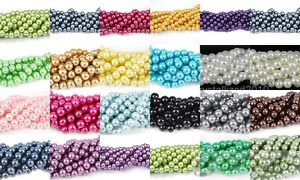 Perles rondes en verre tchèque de qualité supérieure 3 mm 4 mm 6 mm 8 mm 10 mm 12 mm 14 mm 16"