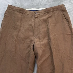 Vintage Polo Ralph Lauren Pants Men 40 Brown Linen Silk Old money Casual Trouser - Picture 1 of 18
