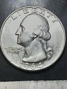 1964 D Silver Washington Quarter, RPM, Die Error Reverse (on The Left Wing) - Picture 1 of 8