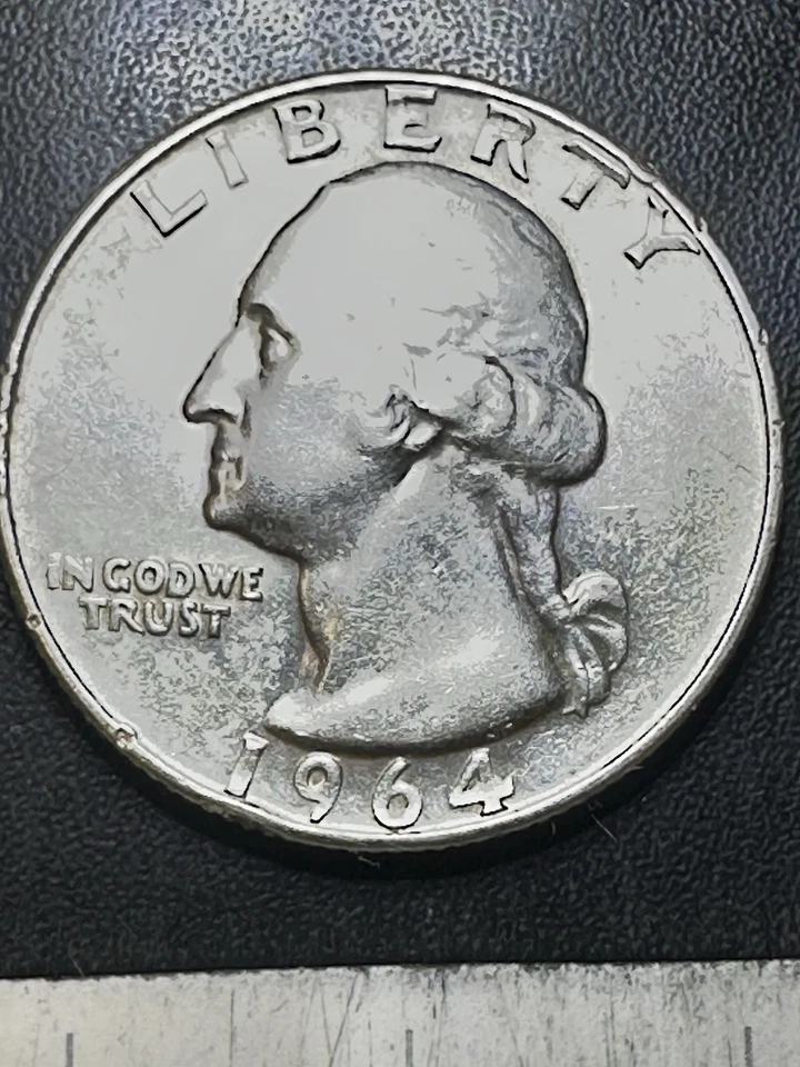 1964 D Silver Washington Quarter, RPM, Die Error Reverse (on The Left Wing) - Image 1 of 4