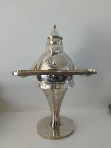 POTTERY BARN Santa Claus Silver Plated Tray Candle Holder 16.5"H Votive Display - Picture 1 of 9