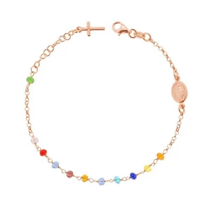 Rosenkranz Armband 18+3 cm mit Kristallkörnern 3,5 mm Multicolor aus 925 SILBER - Bild 1 von 1