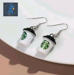 Starbucks Kaffeetasse süße Kawaii Ohrringe inspiriert Baumeln Cafe Geschenk verpackt - Bild 1 von 2