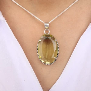 Grüner Amethyst Edelstein Silber Anhänger 1,75" 925 Sterling Silber Schmuck für Sie - Bild 1 von 14