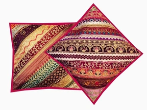 16"-Set Of 2 PC Patchwork Cushion Cover Sofa Cover Decor Bohemian Home Décor - Picture 1 of 10