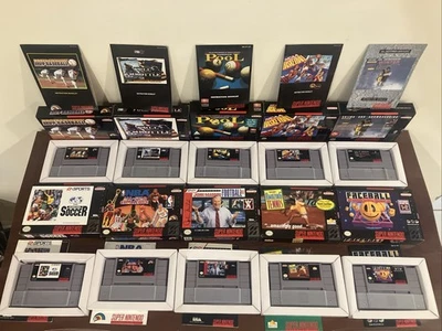 Lot Of 10 Near Mint Cib Super Nintendo Games Snes: Madden Fifa Ncaa Faceball - Image 1 of 4