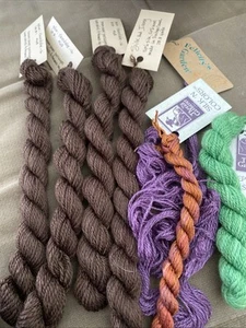 Lot 7 Silk And Ivory Wool Thread Gatherer Felicity’s Garden Green Purple - Picture 1 of 1