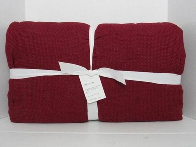 Pottery Barn European Flax Linen Waffle Quilt, King/Cal.King Red Berry NWT - Image 1 of 4