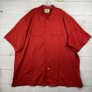 Dickies Work Shirt Men’s 5XL Red Bowling Casual Short Sleeve Chest Pockets Y2K - Picture 1 of 8