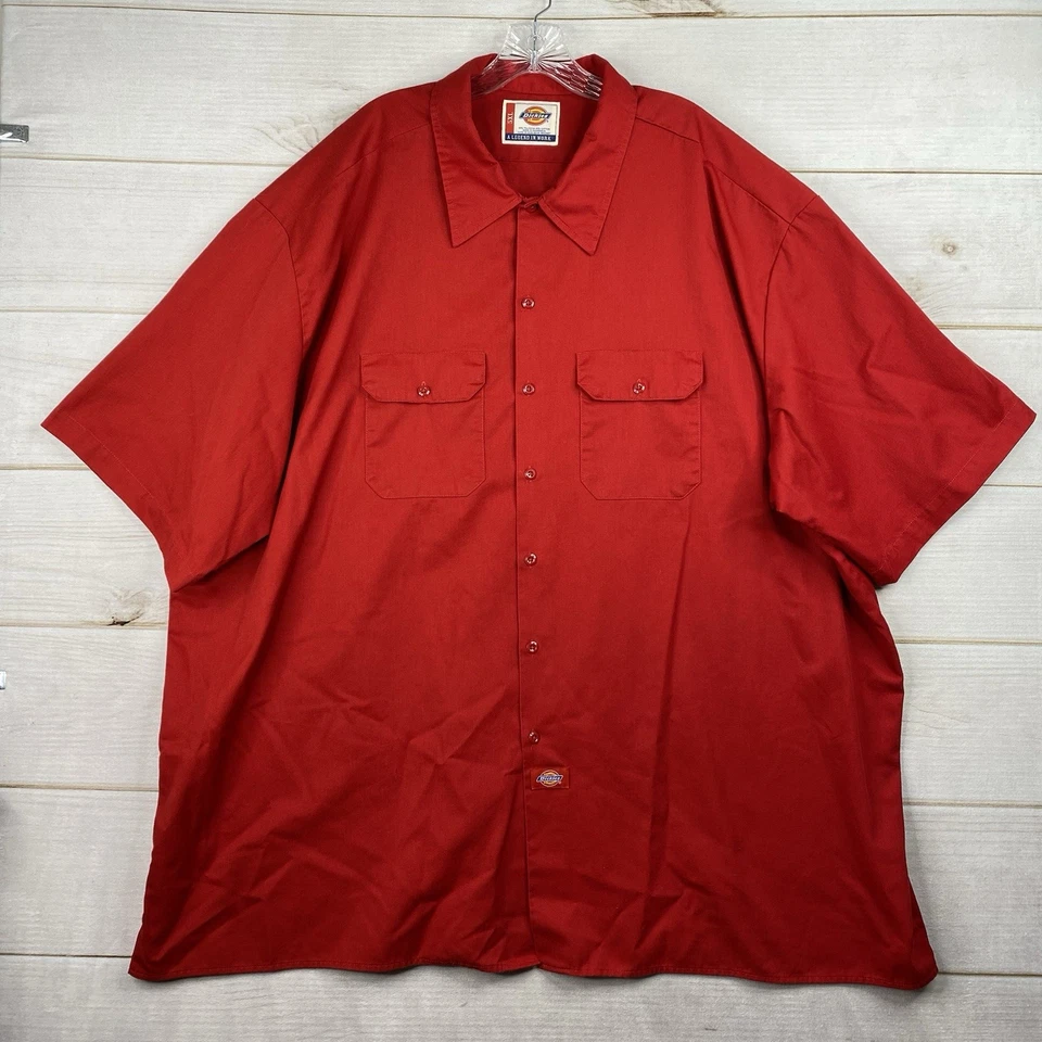 Dickies Work Shirt Men’s 5XL Red Bowling Casual Short Sleeve Chest Pockets Y2K - Image 1 of 4
