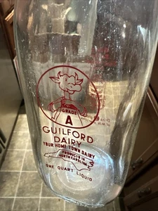 Guilford Dairy ACL Quart Milk Bottle North Carolina NC - Picture 1 of 12