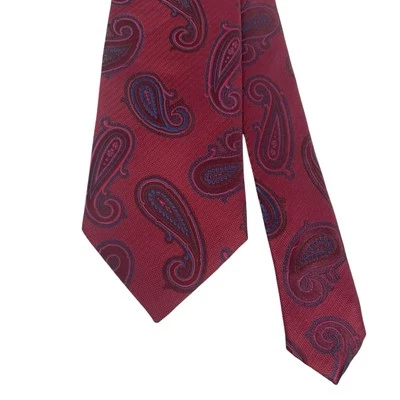 Corbata reciente Ermenegildo Zegna para hombre borgoña cachemir satinado seda 3,75" x 58,5" usada en excelente estado Foto 1 de 4