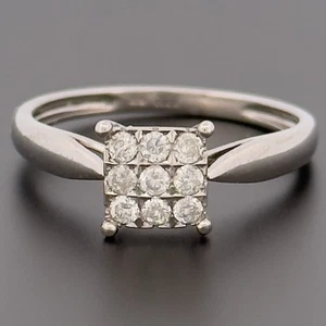 9ct White Gold 0.20ct Diamond Cluster Ring Size M Hallmarked - Picture 1 of 10