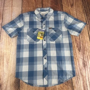 ORVIS Shirt Mens Small Classic Collection Plaid Button Up Short Sleeve Camp Blue - Picture 1 of 5