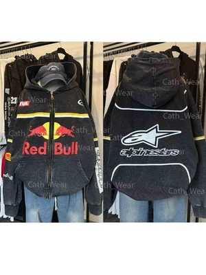 Sudadera con Capucha Retro Roja Alpinestars Racing Cremallera Lavada MotoGP Campeón del Mundo Redbull Foto 1 de 2