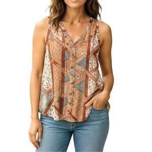 Rose & Olive Damen Shirt Gr. Small Blumenmuster V-Ausschnitt Ärmellos Neu - Bild 1 von 8