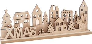 VBS madera motivo enchufable pueblo de Navidad Navidad 30x4x11,5 cm decoración conjunto de manualidades Navidad - Imagen 1 de 5