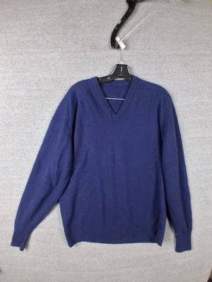 Мужской свитер большой синий шерсти V шеи пуловер мягкий уютный Cabincore праздник - Изображение 1 из 4