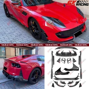 Fit Ferrari 812 GTS Superfast 18+ Dry Plain Carbon Fiber Front Rear Lip Wing Kit - Picture 1 of 25