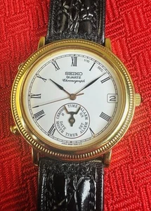 NOS Seiko Quartz Chronograph 6M25-8029 Roman Dial No Movement Parts Only Watch - Picture 1 of 8