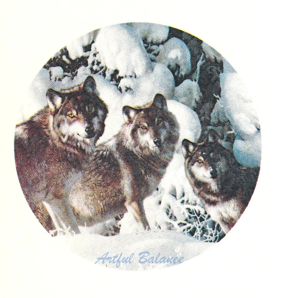 Calcomanías de cerámica Lobos Lobo Invierno Árbol de nieve Escena Foto 1 de 1