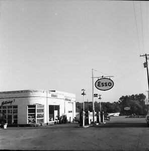 1950's 60's Photo Negative East Tennessee Esso Gas Station