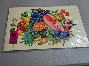 Vintage Meyercord Decal Fruit #1526-A watermelon pineapple grapes apples banana - Picture 1 of 3