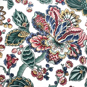 Stanton English Garden Collection Red Jacobean Large Floral Fabric Remnant #9 - Picture 1 of 7