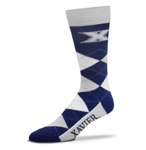 Xavier Musketeers Navy Gray & White Argyle Lineup Deuce Crew Socks - Picture 1 of 1