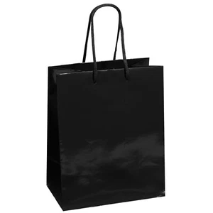 Black Laminated Carrier Bags Gloss Paper Gift 300 x 150 x 350mm Pack of 100 - Picture 1 of 5