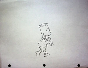 Diseño de celda modelo BART dibujado a mano producción serie Simpsons años 90 - Imagen 1 de 2