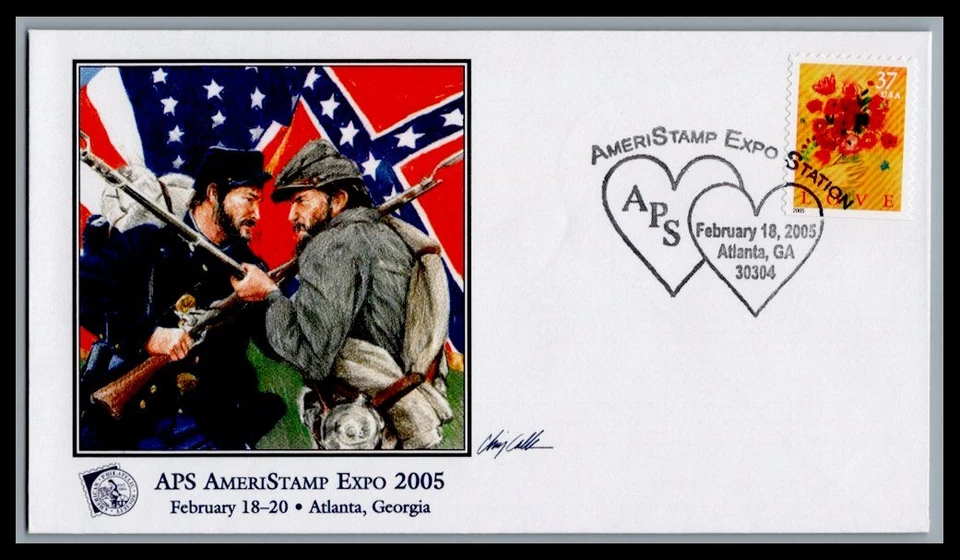 US FDC # 3898 37c Love, Flowers  APS  Flags 2005, 9N680 - Image 1 of 1