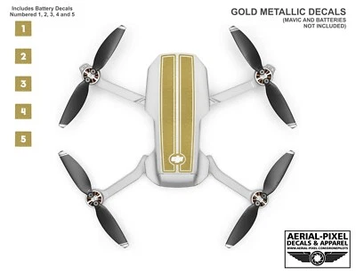 DJI Mavic Mini / Mini 2 Racing Stripes + Battery Decals Number #1-5 Sticker Skin - Image 1 of 4