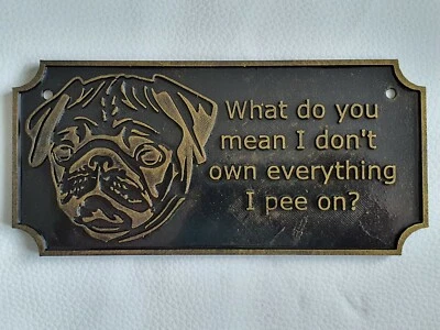 3d printed pug plaque funny humour bronze effect gift unique dog lover christmas - Image 1 of 2