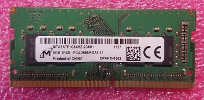 Micron 8GB 1Rx8 Memory Ram Laptop SO-DIMM PC4-2666V MTA8ATF1G64HZ-2G6H1 260 PIN - Image 1 of 2