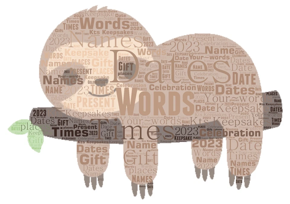 KTS KEEPSAKES word art picture personalised gift present keepsake Sloth Birthday bday