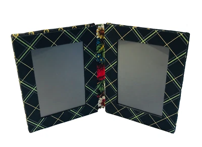 Marco de fotos doble VERA BRADLEY 3x5 exhibición de fotos de viaje/escritorio NEGRO VIBRANTE Foto 1 de 4