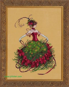 Mirabilia Cross Stitch MD148 Miss Christmas Eve chart,Beads,Linen,waterlilies. - Picture 1 of 1