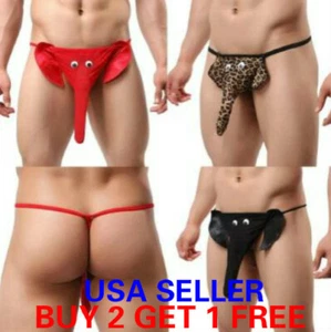 Mens Elephant Thongs Bikini Underwear G-string Briefs Pouch Panties Swimwear - Picture 1 of 8
