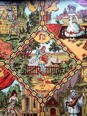 c. 1900 - JEU DE "POLICHINELLE NAIN JAUNE" + CARTES A JOUER ET JETONS - NK ATLAS - Photo 1/4