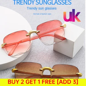 UV400 Luxury Rimless Square Women's Sunglasses Fashion Outdoor Gradient Shades - Picture 1 of 14