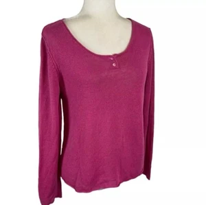 Eileen Fisher Sweater Top Women’s Medium 100% Linen Magenta Pink Scoop Neck Knit - Picture 1 of 7