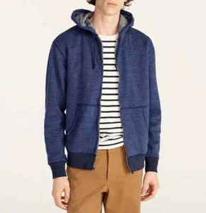 [NEW] JCREW Marled Brushed Fleece Full-zip Hoodie(SZ:S/ DARK HEATHER INK) - Picture 1 of 8