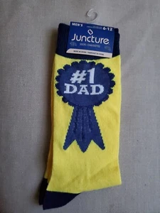 Juncture Día del Padre #1 PAPÁ Moda Calcetines Zapato Talla 6-12 Amarillo/Azul - Imagen 1 de 6