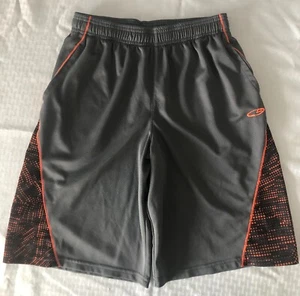 Champion Girls Size L (12-14) Athletic Shorts Elastic Logo Pockets Orange & Gray - Picture 1 of 6
